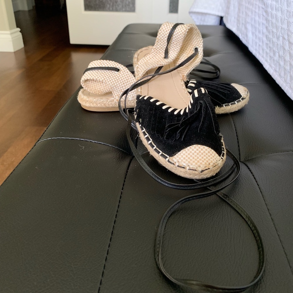 Black and beige sandals